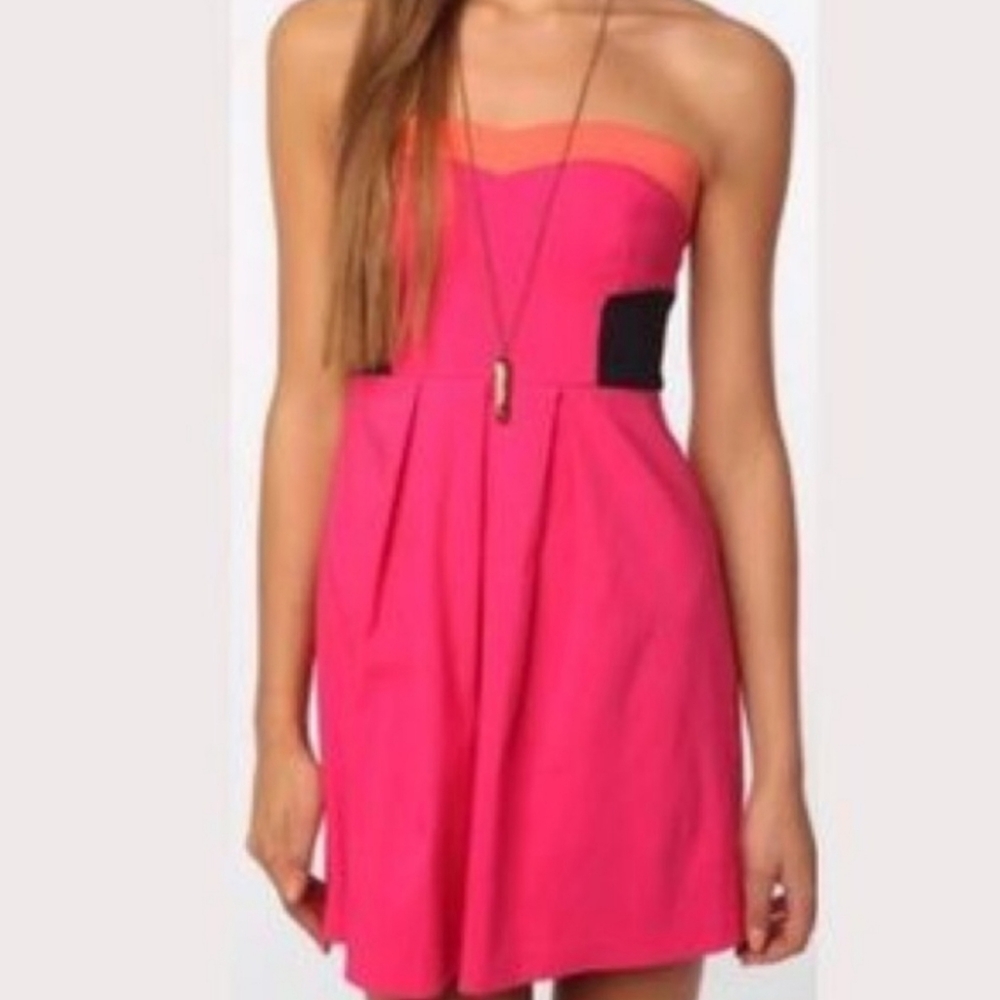SPARKLE & FADE Colorblock Strapless Mini Dress